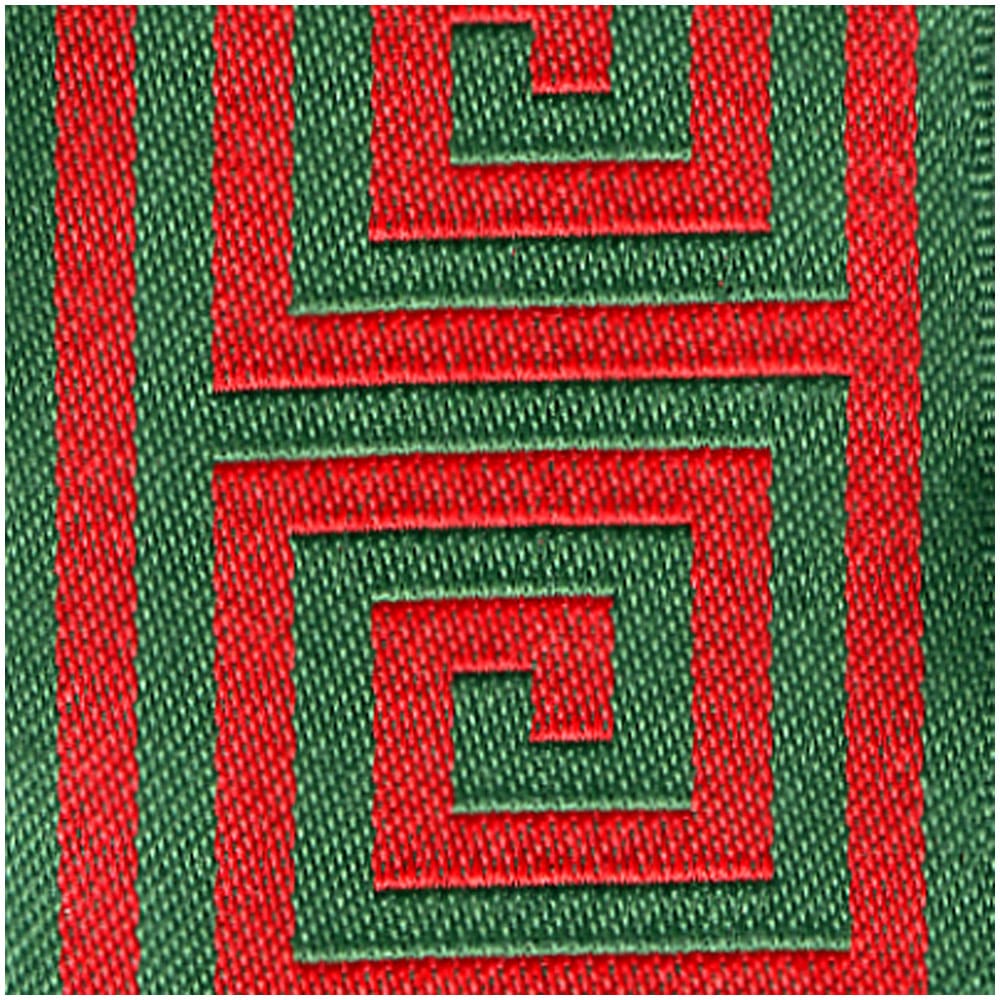 Caspari - Ribbon - 2in Greek Key Red/Dark Green - Findlay Rowe Designs