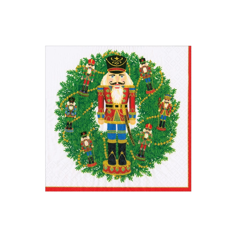 Caspari - Cocktail Napkins - Nutcracker Wreath - Findlay Rowe Designs