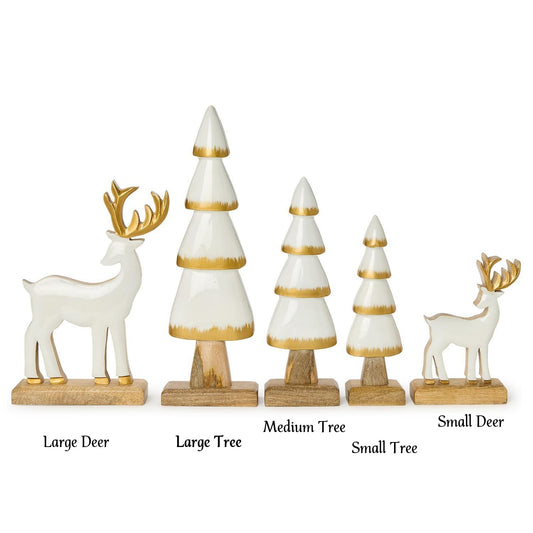 Winter Scene Components - Wood - Gold White