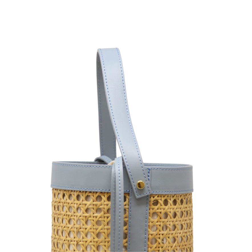 German Fuentes -  Leather  and Cane Bucket Bag - Findlay Rowe Designs