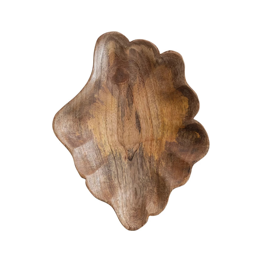 Bowl - Scalloped Carved Mango Wood