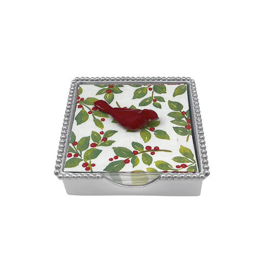 Mariposa - Beaded Napkin Box Set - Red Cardinal