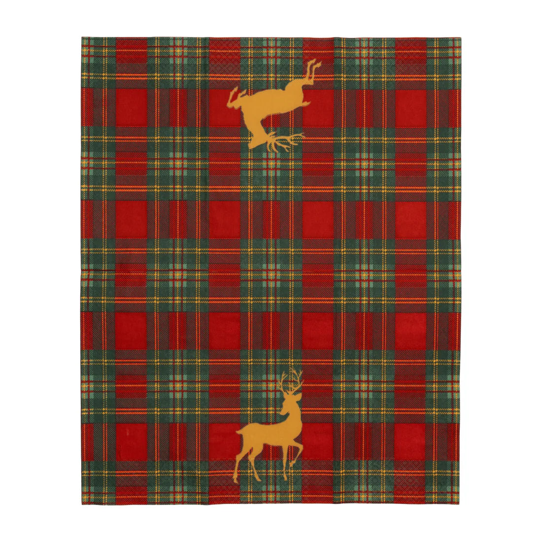 Caspari - Guest Towel Napkins -Reindeer Tartan Red