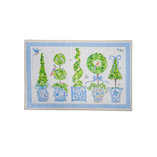 Bamboo Floor Mat - Roseanne Beck - Blue Topiaries - Findlay Rowe Designs