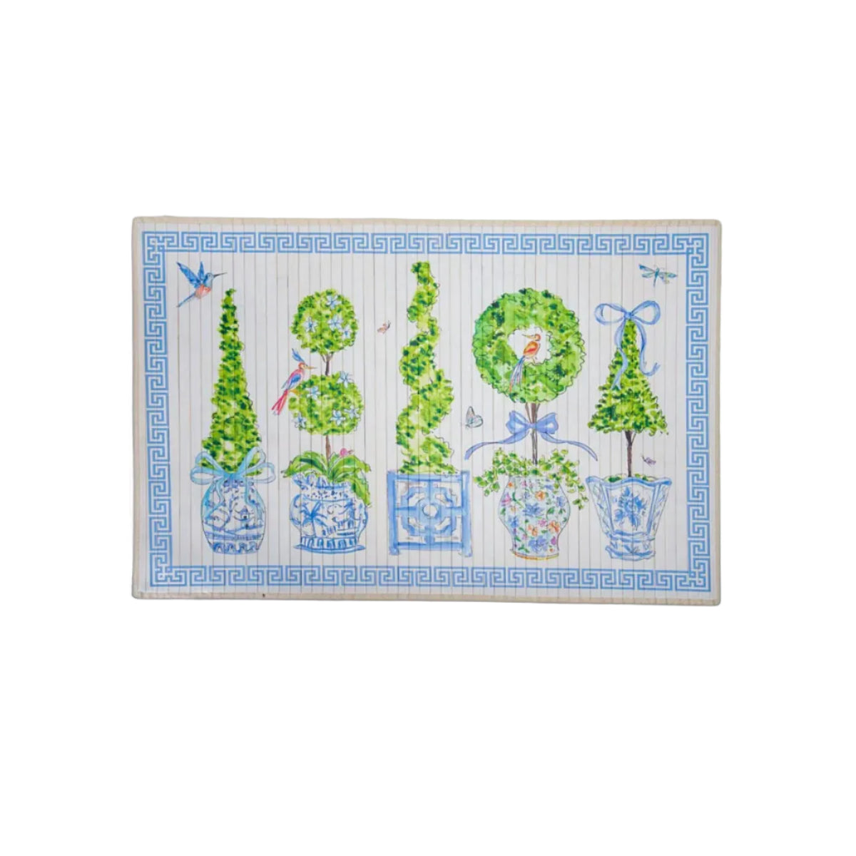 Bamboo Floor Mat - Roseanne Beck - Blue Topiaries - Findlay Rowe Designs