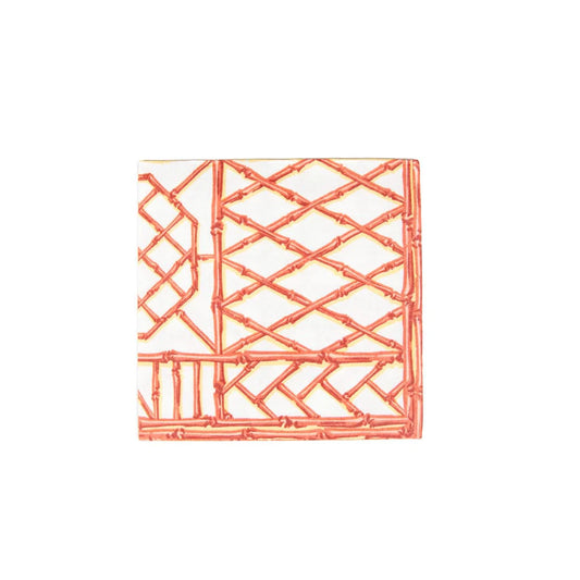 Caspari - Cocktail Napkins - Bamboo Screen Coral - Findlay Rowe Designs