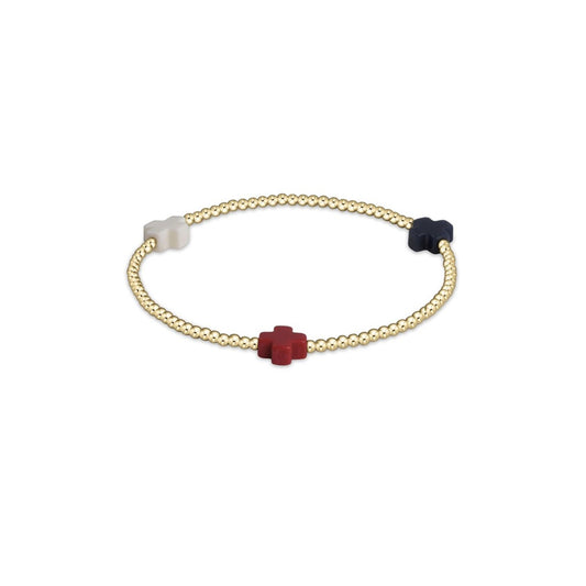 Enewton - Egirl - Signature Cross Small Gold Pattern 2mm Bead Bracelet - Firecracker