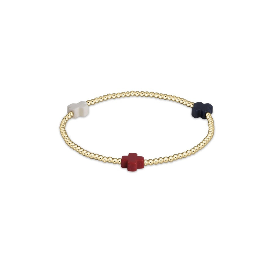 Enewton - Egirl - Signature Cross Small Gold Pattern 2mm Bead Bracelet - Firecracker