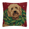 Pillow - Square - Christmas Labradoodle with Wreath. - Findlay Rowe Designs