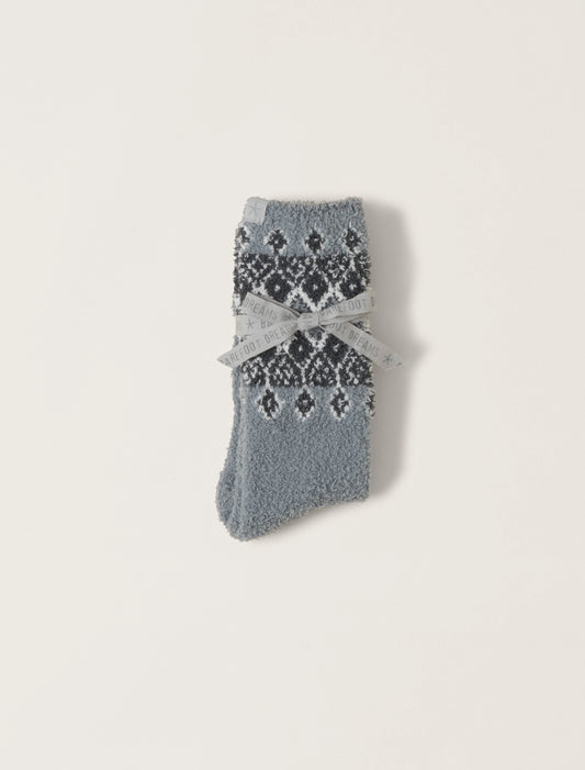Barefoot Dreams - CozyChic® Fair Isle Socks - Moonbeam - Findlay Rowe Designs