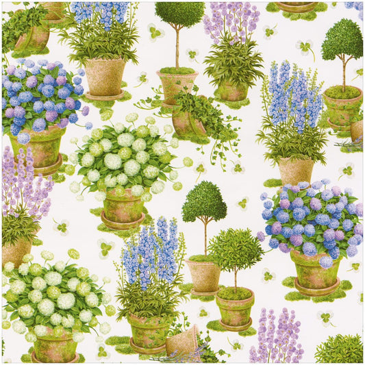 Caspari - Gift Wrap Roll - Potted Hydrangeas - Findlay Rowe Designs