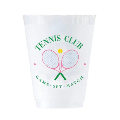 TENNIS CLUB SHATTERPROOF CUPS - SET OF 8