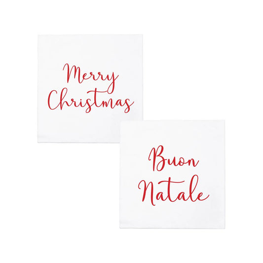 Vietri - Cocktail Napkins - Merry Christmas Buon Natale
