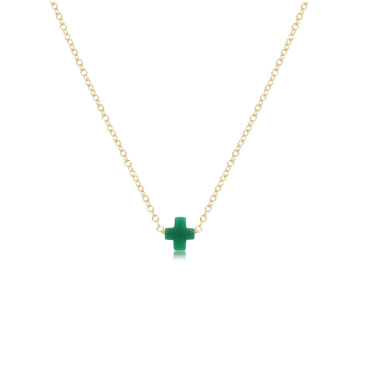 Enewton - Necklace Gold - Signature Cross Small - Emerald