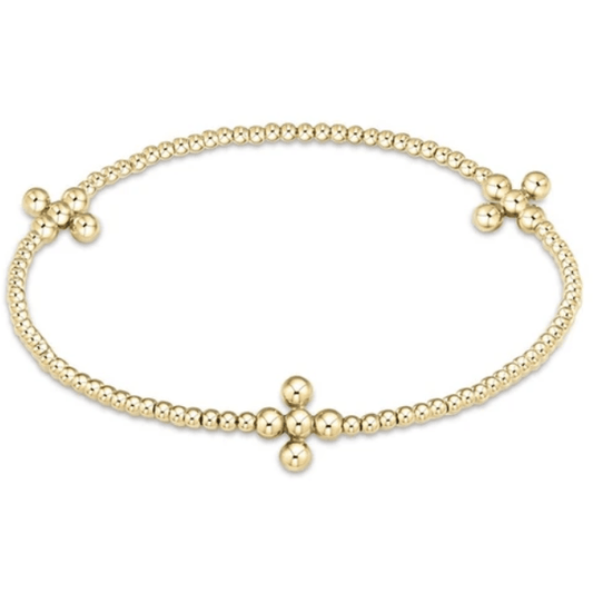 Enewton - Classic Beaded Signature Cross Gold - 2mm Bead Gold - Findlay Rowe Designs