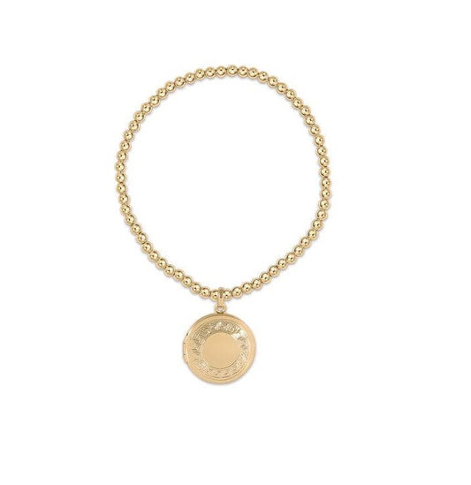 Enewton - classic gold 3mm bead bracelet - cherish small gold locket