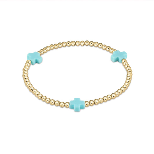 Enewton - egirl Signature Cross Gold Pattern 3mm Bead Bracelet - Mint - Findlay Rowe Designs
