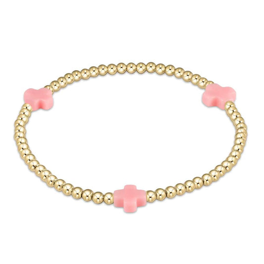 Enewton - egirl Signature Cross Gold Pattern 3mm Bead Bracelet - Pink