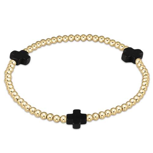 enewton Extends - Signature Cross Gold Pattern 3mm Bead Bracelet - Onyx - Findlay Rowe Designs