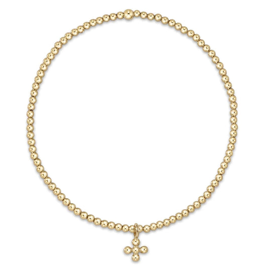 Enewton - Classic Gold 2mm Bead Bracelet - Classic Beaded Signature Cross Small Gold Charm - Findlay Rowe Designs