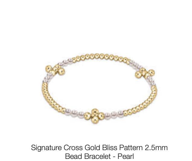 ENEWTON - Signature Cross Gold Bliss Pattern 2.5mm Bead Bracelet - Pearl - Findlay Rowe Designs