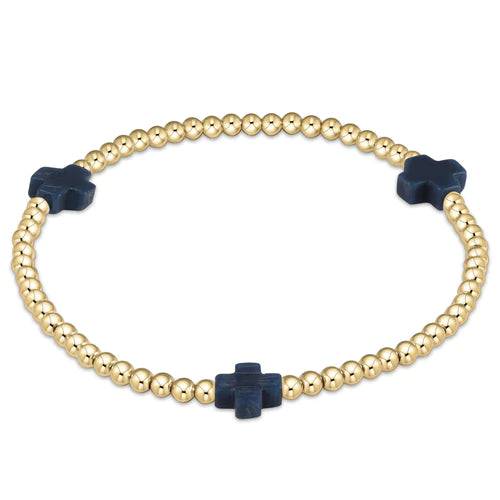 enewton - signature cross gold pattern 3mm bead bracelet - charcoal - Findlay Rowe Designs