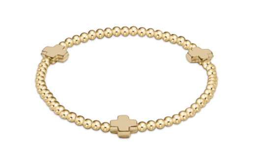 Enewton -  Signature Cross Gold Pattern 3mm Bead Bracelet - Gold