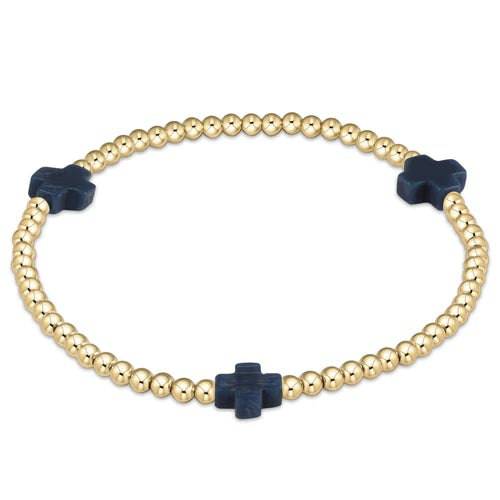Enewton - Signature Cross Gold 3mm Bead Bracelet - Navy - Findlay Rowe Designs