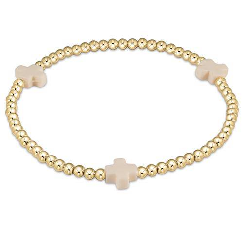 Enewton - Signature Cross Gold 3mm Bead Bracelet - Off White - Findlay Rowe Designs