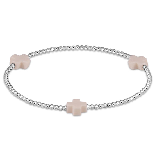 Enewton - Signature Cross Sterling Pattern 2mm Bead Bracelet - Off-White - Findlay Rowe Designs