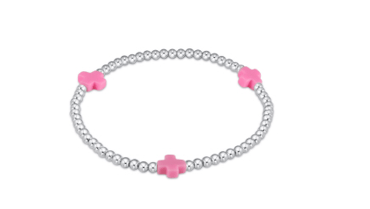 Enewton - Signature Cross  Sterling Silver 3mm Bead Bracelet - Bright Pink - Findlay Rowe Designs