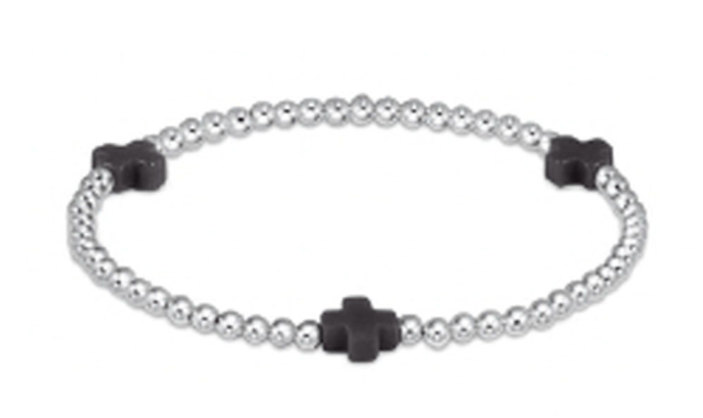 Enewton - Signature Cross Sterling Pattern 3mm Bead Bracelet - Charcoal - Findlay Rowe Designs