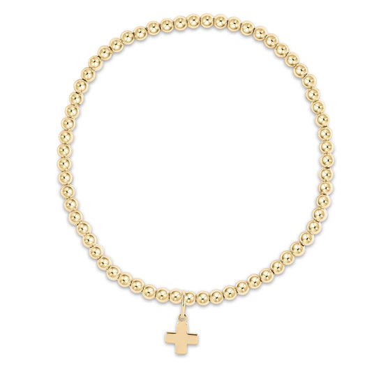 enewton- classic gold 3mm bead bracelet - signature cross gold charm - Findlay Rowe Designs
