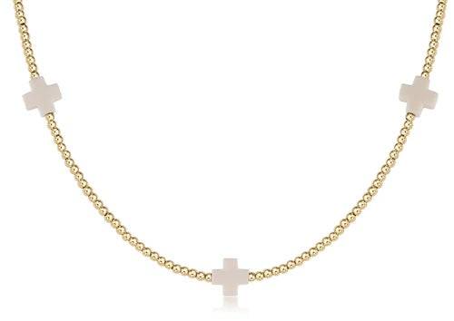 enewton - 15" choker signature cross gold pattern 2mm bead - Findlay Rowe Designs