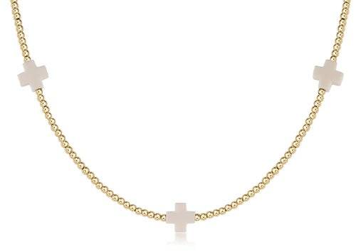 Enewton - choker signature cross gold - 2mm bead - Findlay Rowe Designs