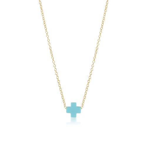 ENEWTON - 16" necklace gold - signature cross in Turquoise - Findlay Rowe Designs