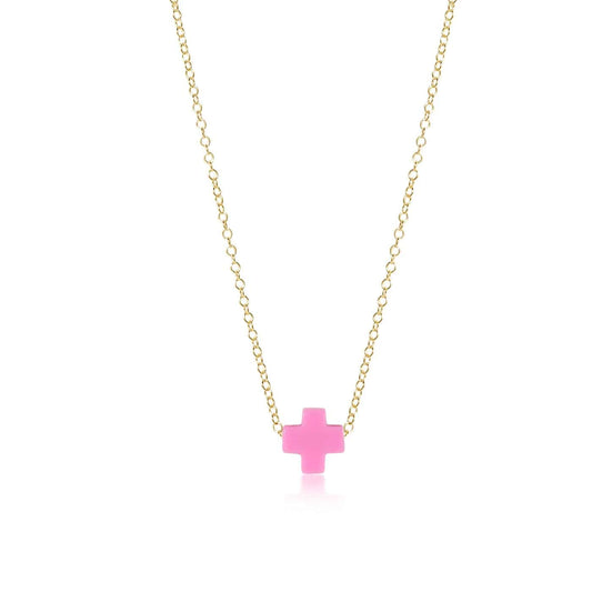 Enewton - egirl 14" Necklace Gold - Signature Cross Bright Pink