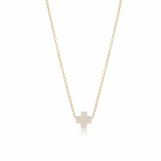 Enewton - egirl 14" Necklace Gold - Signature Cross Off-White