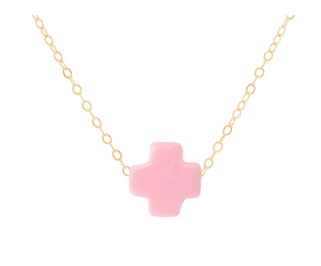 Enewton - egirl 14" Necklace Gold - Signature Cross Pink