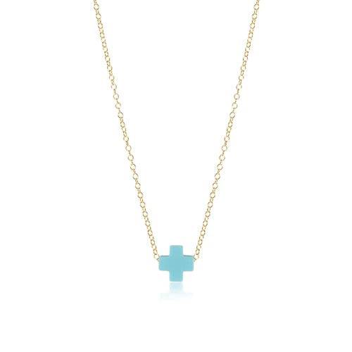 enewton - egirl signature cross necklace gold 14" - navy - Findlay Rowe Designs