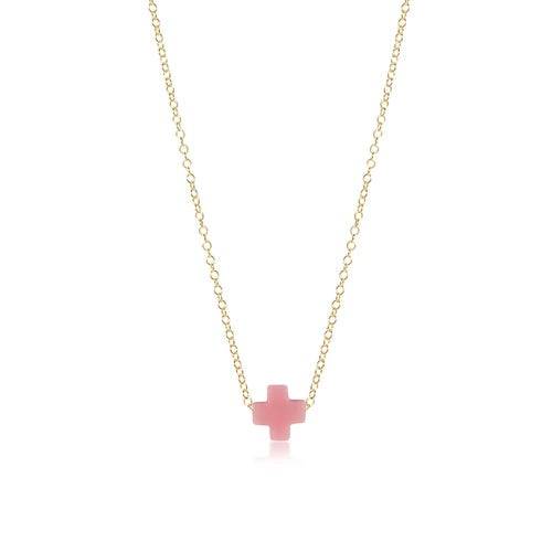 Enewton - 16" Necklace Gold Signature Cross Bright Pink - Findlay Rowe Designs