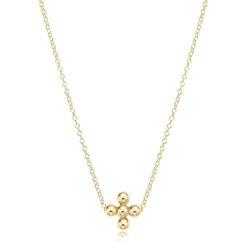 enewton - 16" Necklace Gold - CLassic Beaded Signature Cross Gold - 3mm bead Gold - Findlay Rowe Designs