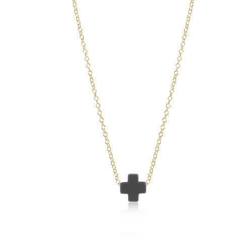 ENEWTON - 16" necklace gold - signature cross in Charcoal - Findlay Rowe Designs