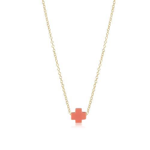 ENEWTON - 16" necklace gold - signature cross in coral - Findlay Rowe Designs