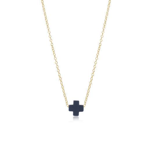 ENEWTON - 16" necklace gold - signature cross in Navy - Findlay Rowe Designs