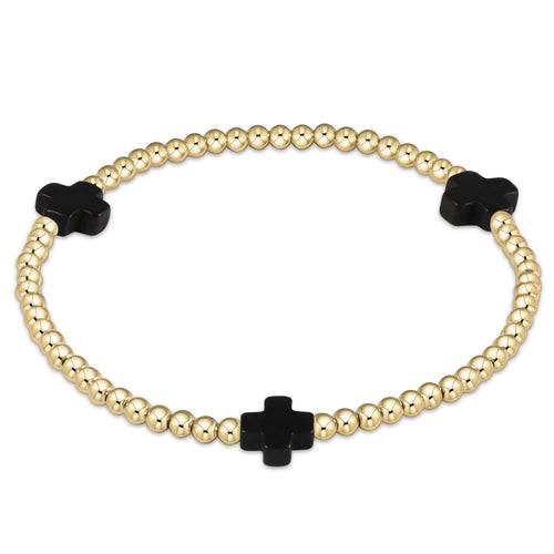 Enewton - Signature Cross Gold 3mm Bead Bracelet - Onyx - Findlay Rowe Designs