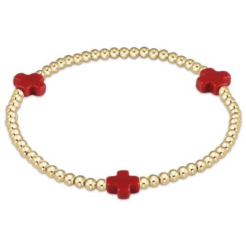 Enewton - signature cross gold pattern 3mm bead bracelet - red - Findlay Rowe Designs