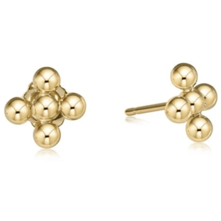 Enewton - Classic Beaded Signature Cross Stud - 3mm Bead Gold - Findlay Rowe Designs