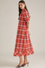 Entro - Dress - Midi Puff Sleeve - Red Black Plaid - Findlay Rowe Designs