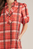 Entro - Dress - Midi Puff Sleeve - Red Black Plaid - Findlay Rowe Designs